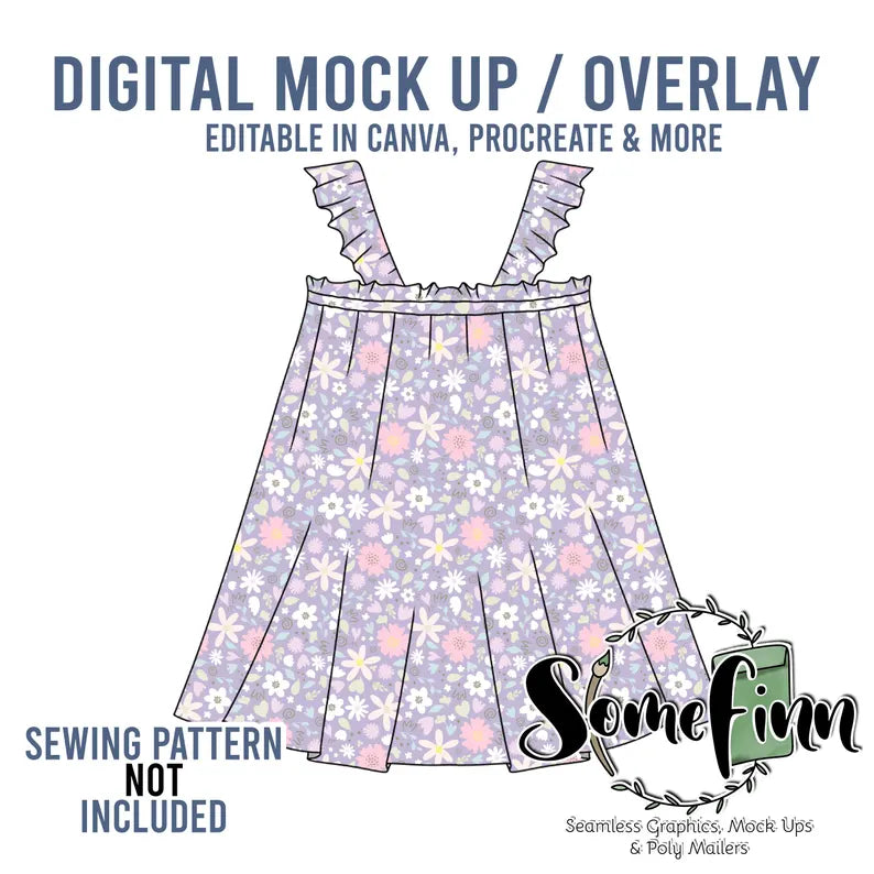 Editable Flutter Sleeve Dress Mock-Up