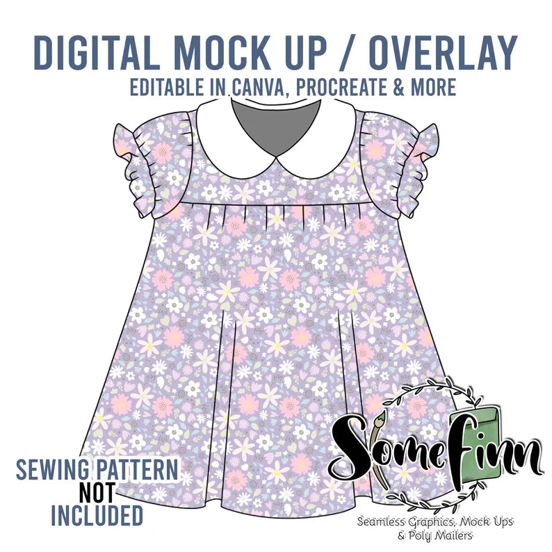 Collar Puff Sleeve Dress Mock-Up