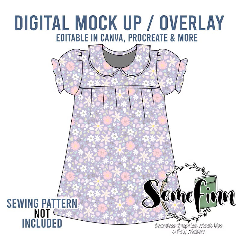 Collar Puff Sleeve Dress Mock-Up