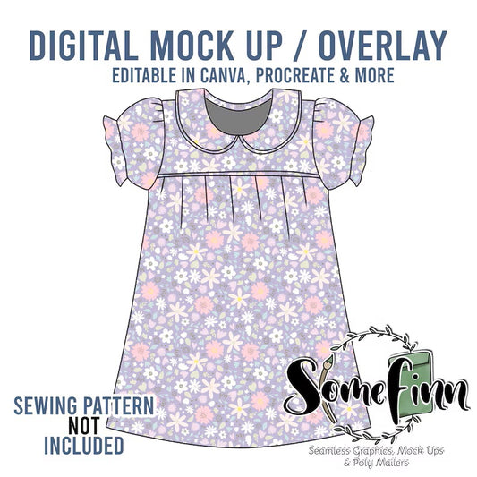 Collar Puff Sleeve Dress Mock-Up