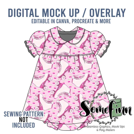 Collar Puff Sleeve Dress Mock-Up