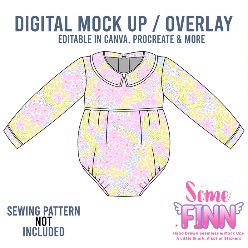 Collared Long Sleeve Romper Mock-Up