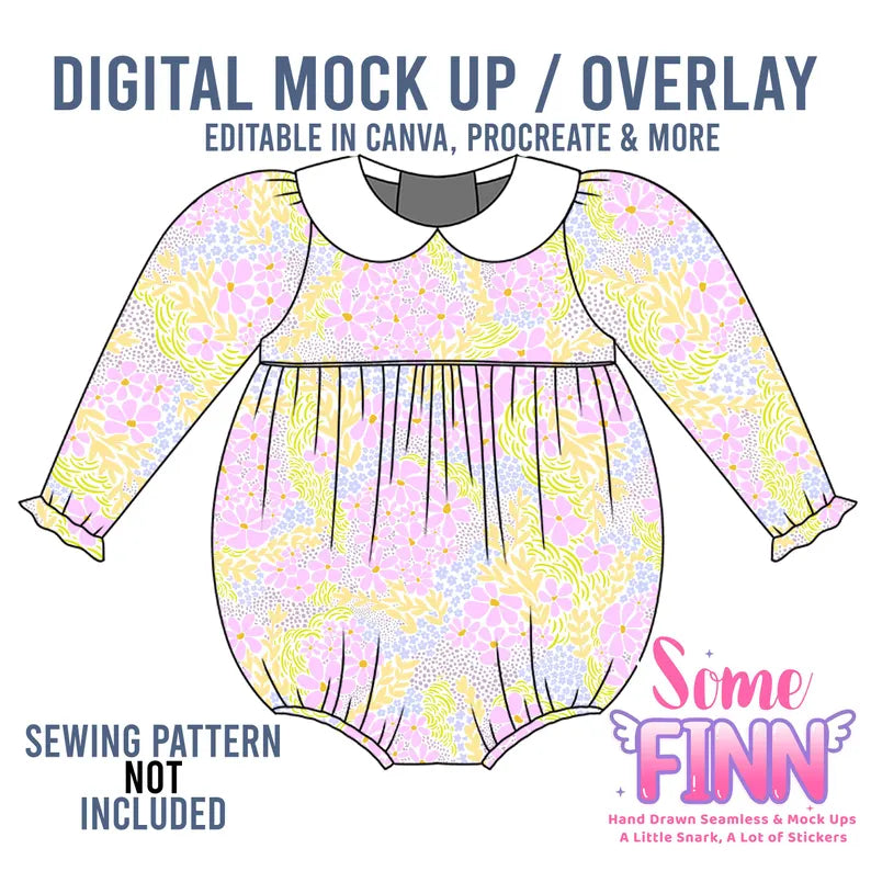 Collared Long Sleeve Romper Mock-Up