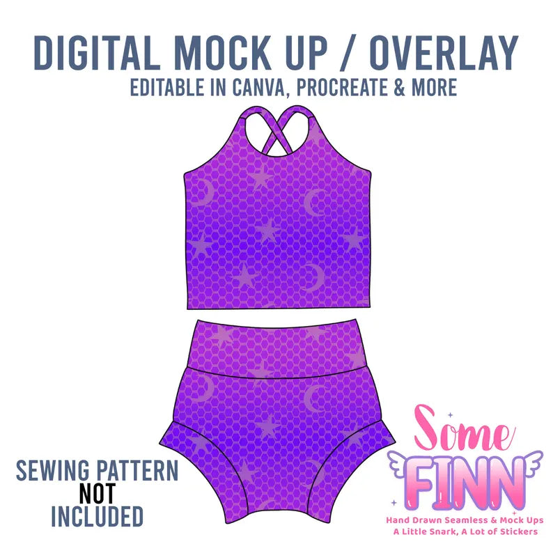 Cross Back Tank Shirt Lounge Set Mock-Up