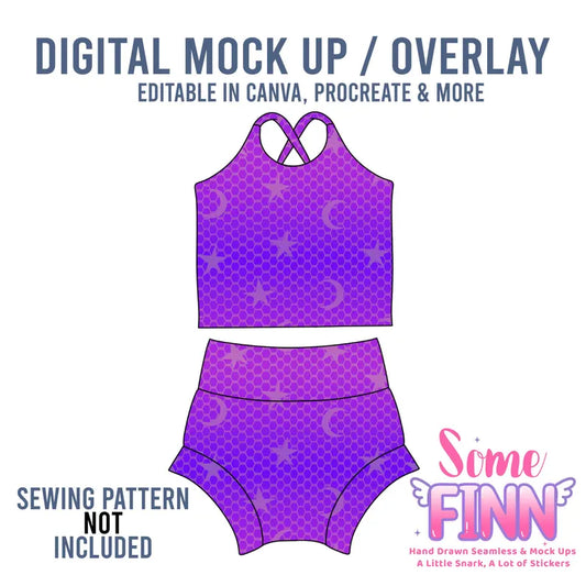 Cross Back Tank Shirt Lounge Set Mock-Up