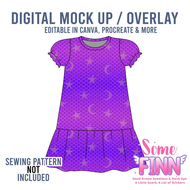 Drop Waist Short Sleeve Dress Mock-Up