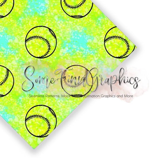 Pitch Please, Softball Neon Seamless Design