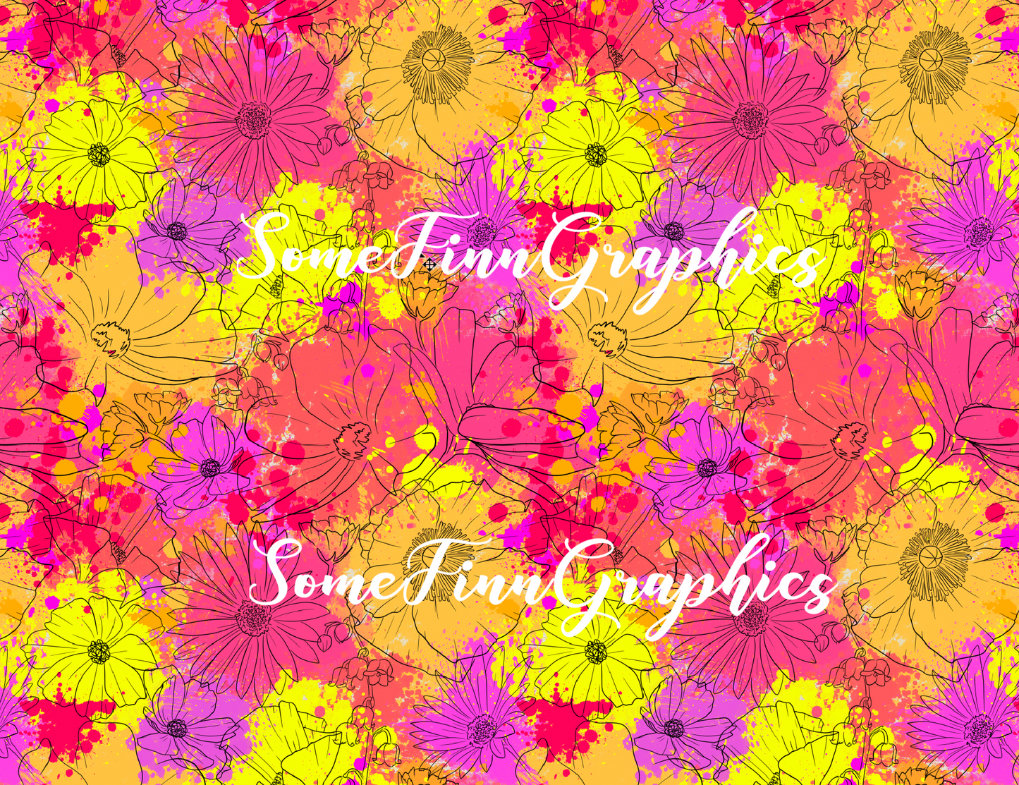 Floral Splatter Seamless Digital Paper