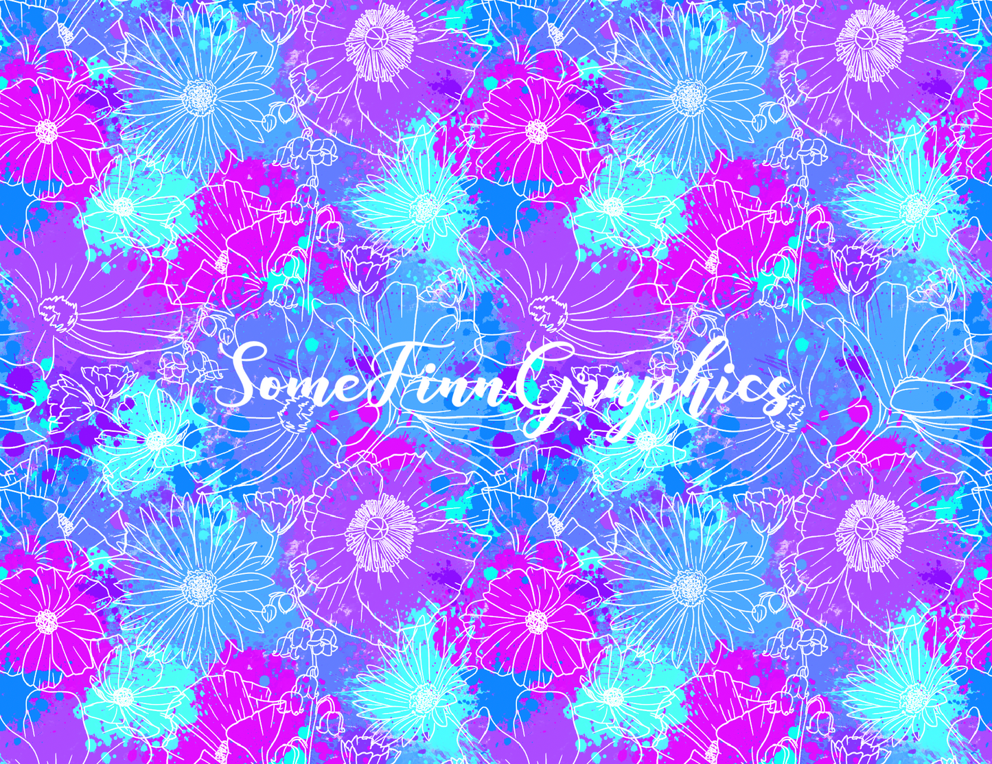 Floral Splatter Seamless Digital Paper