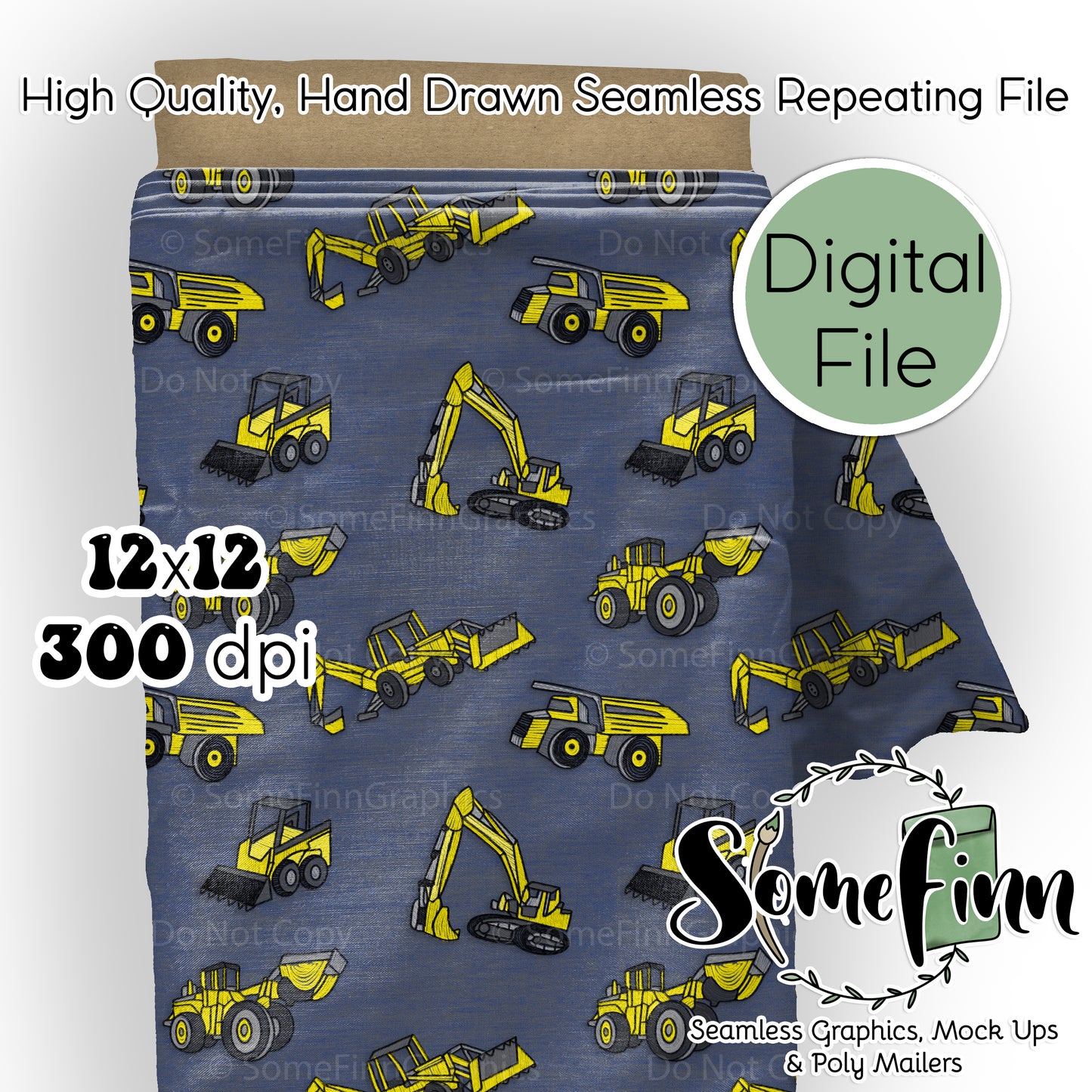 Embroidery Construction Vehicle Seamless
