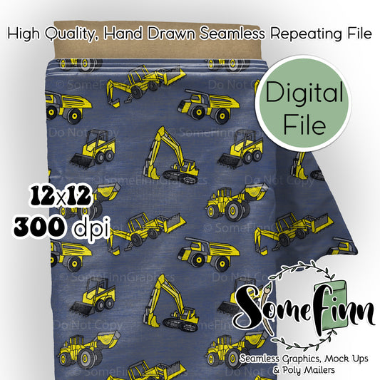 Embroidery Construction Vehicle Seamless