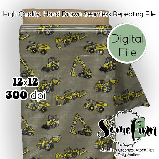 Embroidery Construction Vehicle Seamless