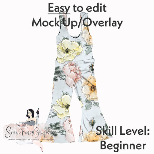 Realistic Flare Jumpsuit Mock Up