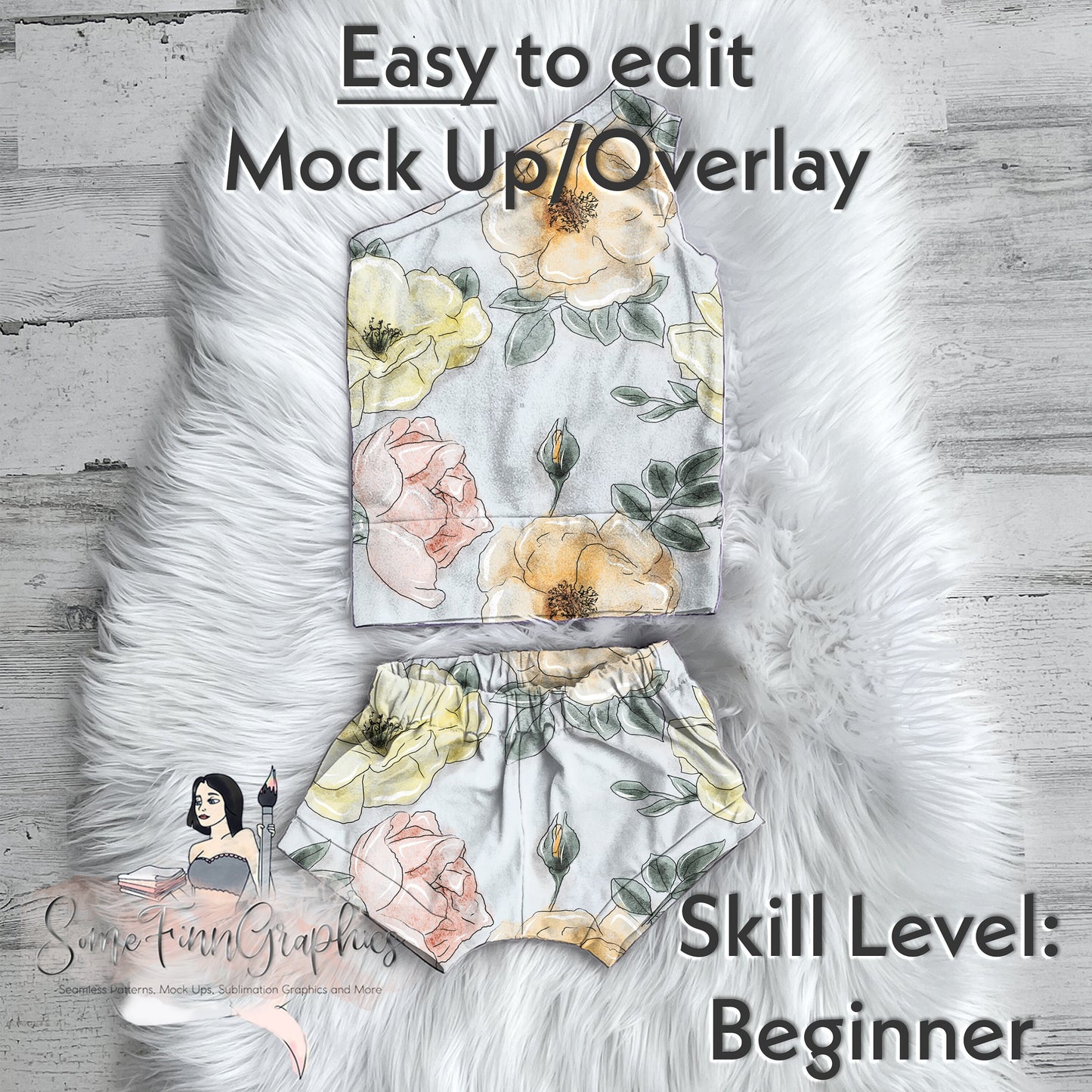 Realistic Cute Summer Set Mock Up