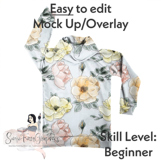 Realistic Cowl Sweatshirt Mock Up