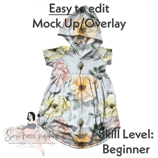 Realistic Hooded Dress Mock Up