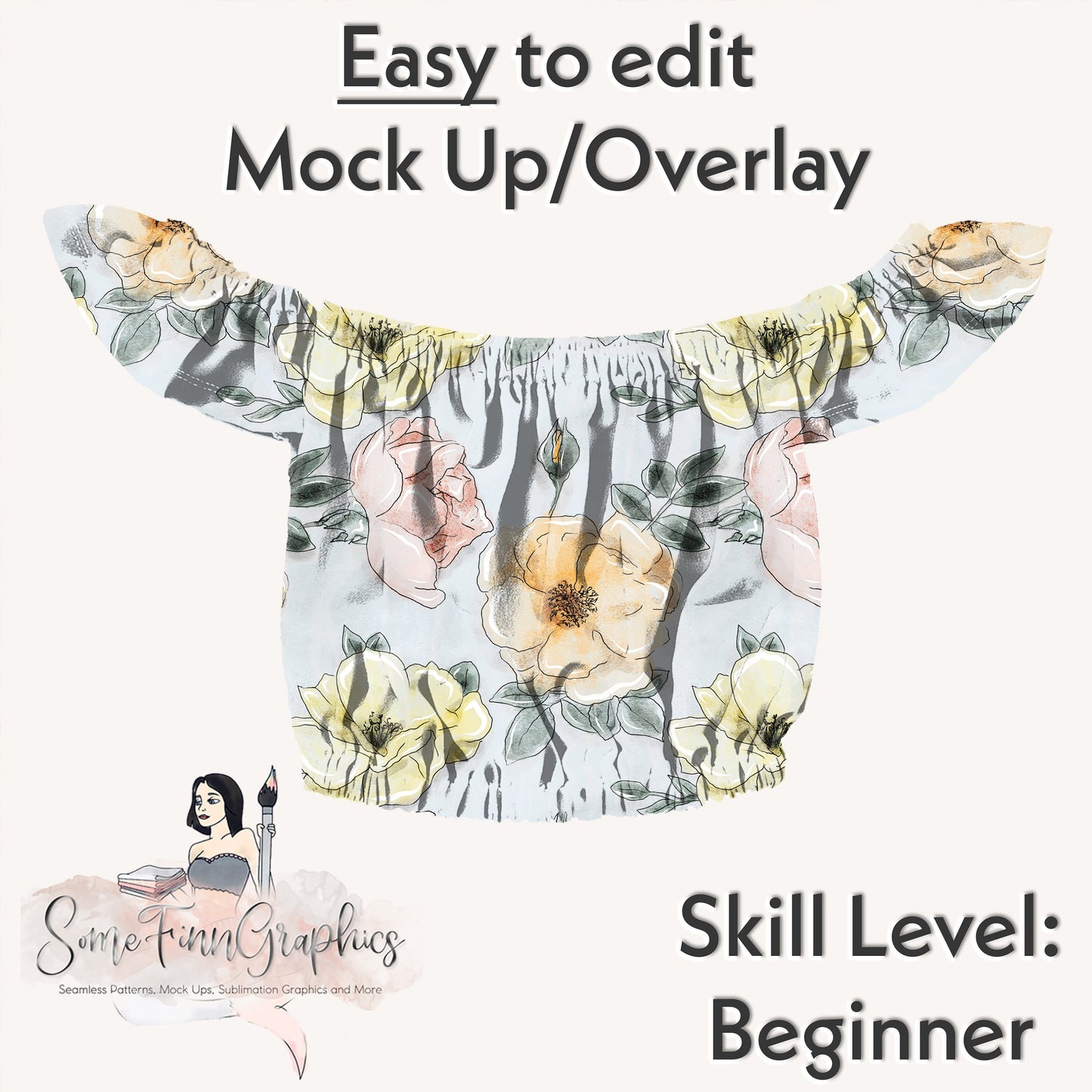 Realistic Off the Shoulder Shirt Mock Up