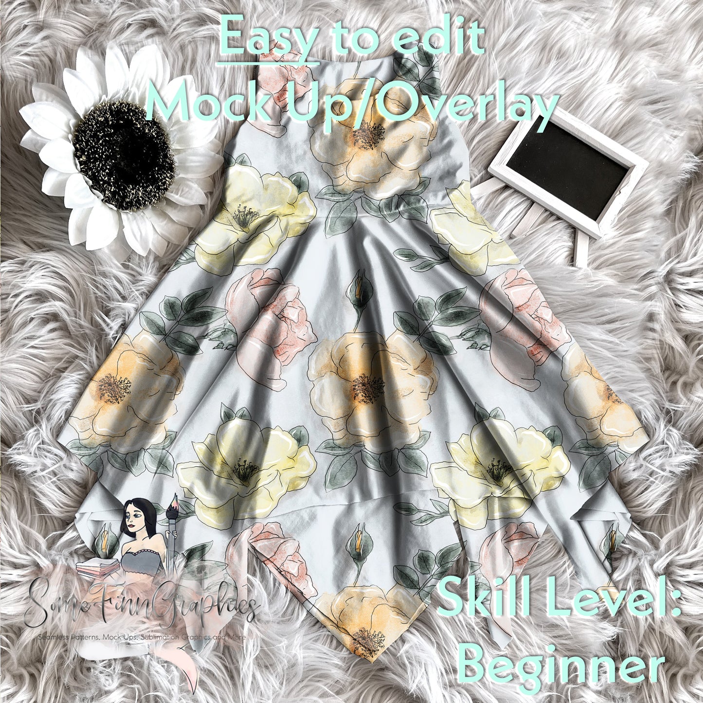 Realistic Sleeveless Twirl Dress Mock-Up