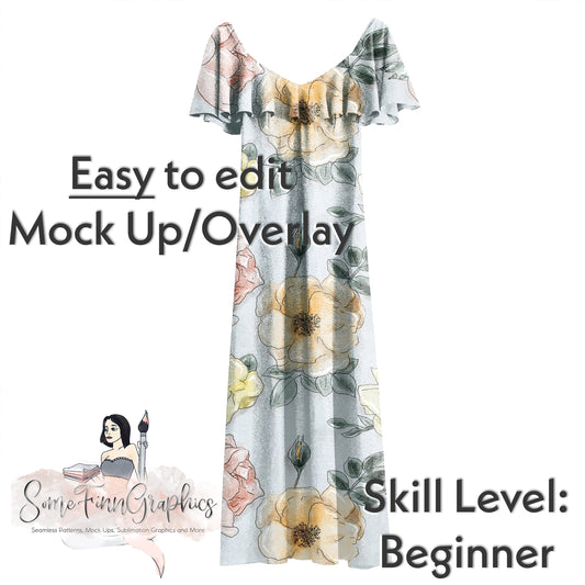 Realistic Flounce Off the Shoulder Dress Mock Up