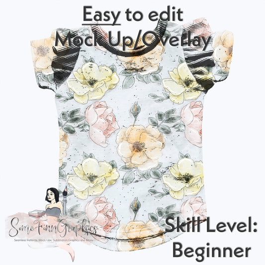 Realistic Flutter Sleeve Shirt Mock Up