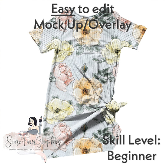 Realistic Knotted T-Shirt Dress Mock Up