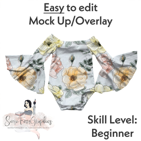 Realistic Off Shoulder Bell Sleeve Leo Mock Up