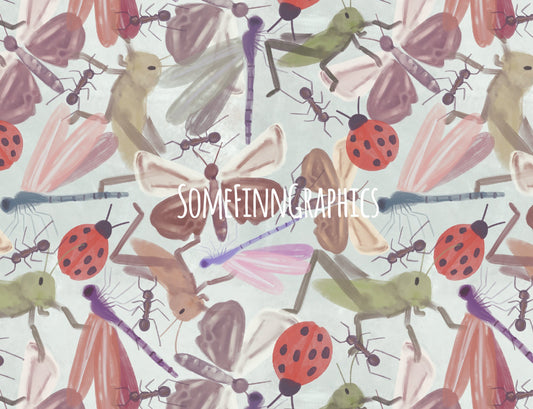 Watercolor Insects Seamless