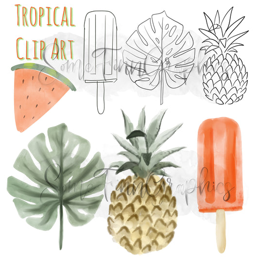 Watercolor Summer Sublimation Clip Art