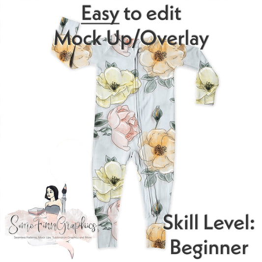 Realistic Zip Pajama Mock Up