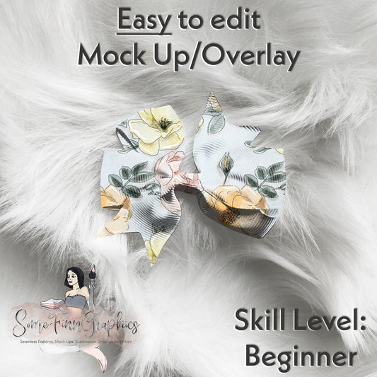 Realistic Pinwheel Ribbon Bow Mock Up