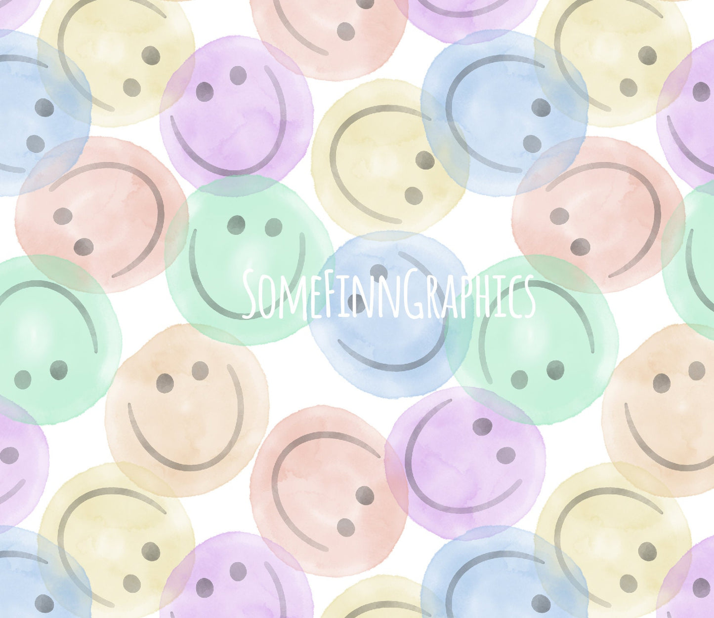 Watercolor Smiley Face Seamless