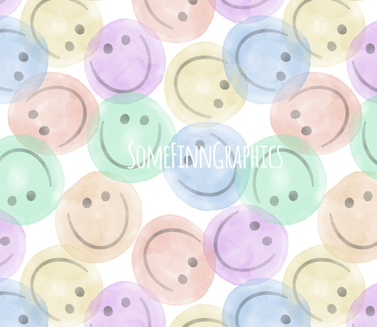 Watercolor Smiley Face Seamless
