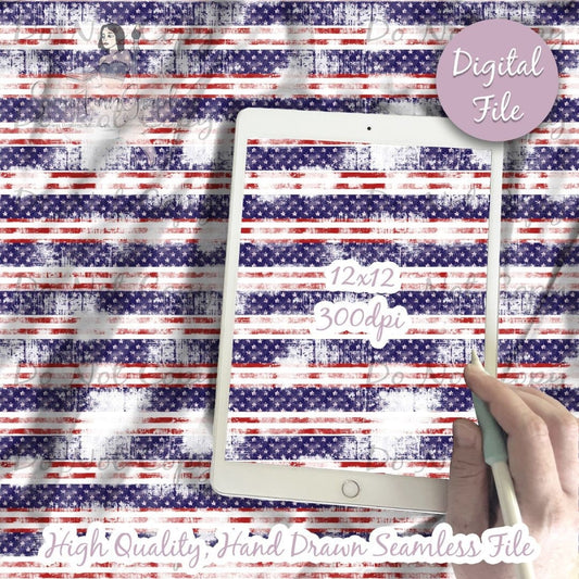 Distressed Red White Blue  Stripes