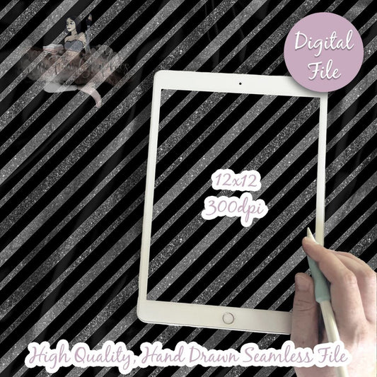 Diagonal Silver Glitter Stripes