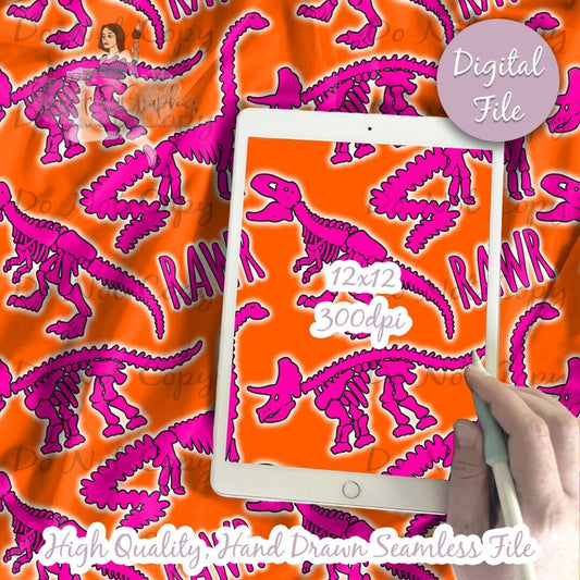 Dinosaur Neon Orange and Pink