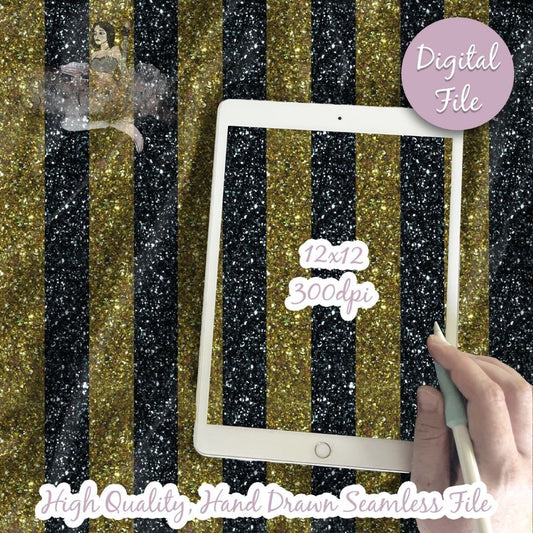 Black and Gold Glitter Stripes