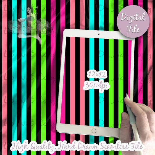 Black Pink Blue Green Stripes