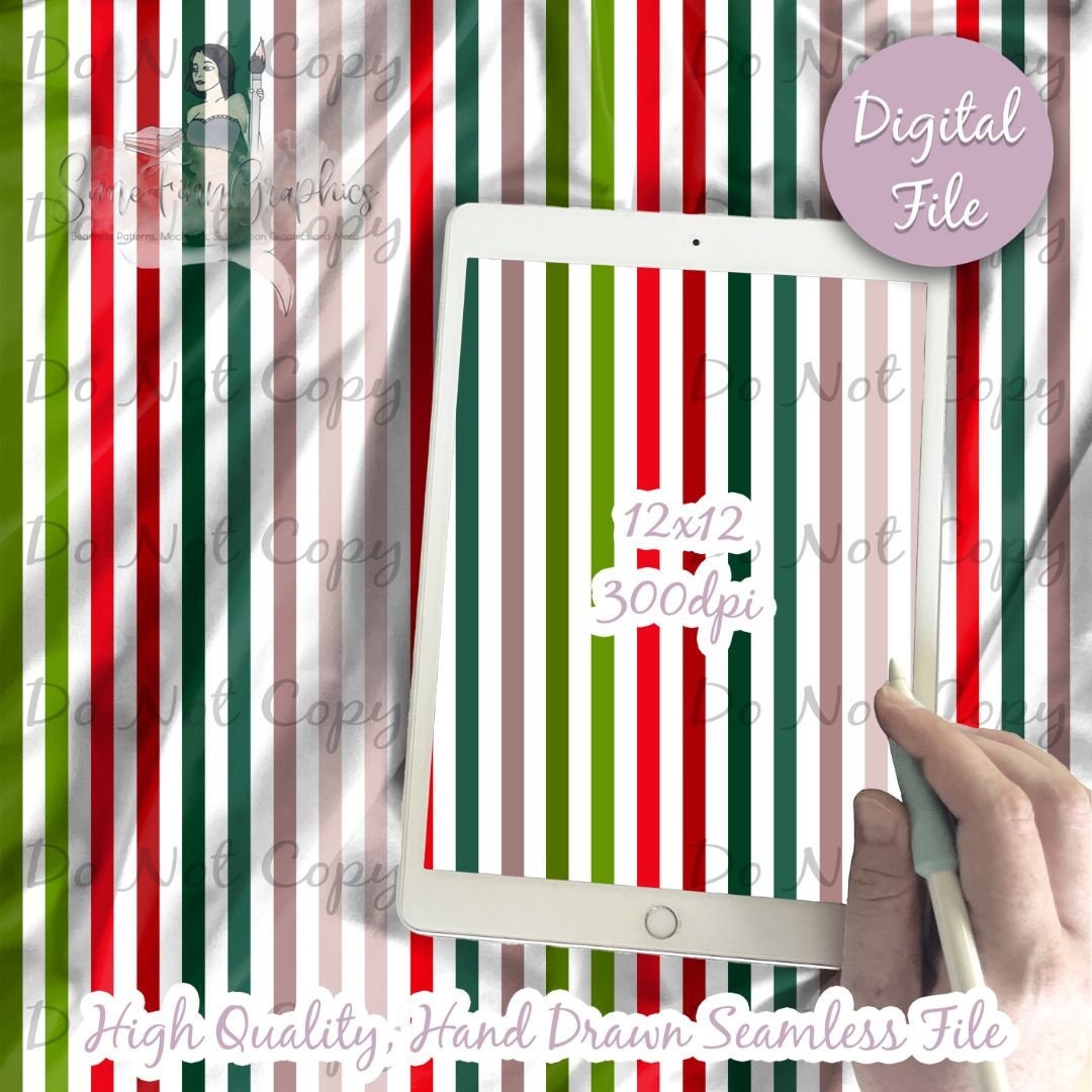 Boho Red Green Pink Stripes
