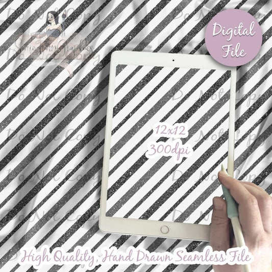 Diagonal Silver Glitter Stripes