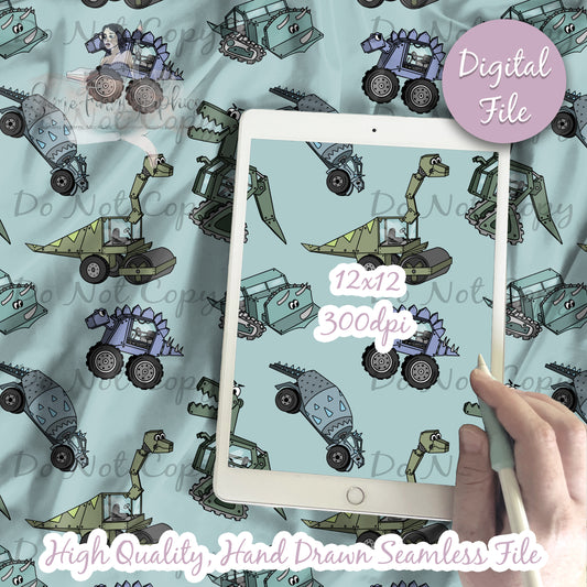Dino Construction Vehicle Seamless